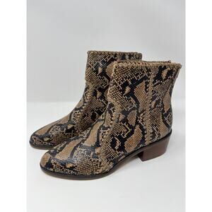 Chelsea & Violet Lucy Brown Python Print Leather Bootie Boots Womens Size 11 M